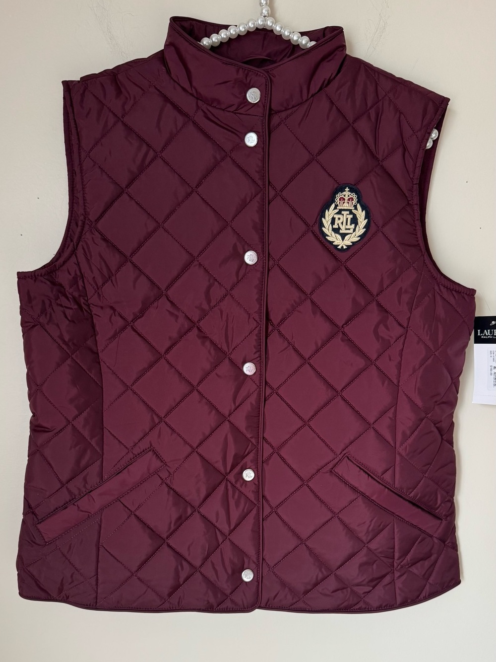 Ralph Lauren women’s Quilted Burgundy Vest new size medium